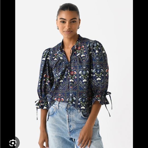 HUNTER BELL | Vintage Floral Patchwork Rory Cotton Blouse Top - Picture 2 of 6